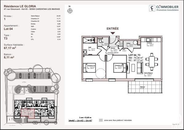 Appartement 3 pièces de 67 m² à Carentan les Marais (50480)