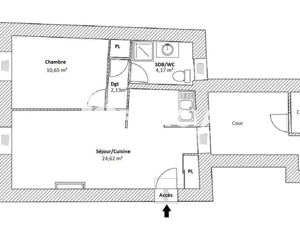 Location Appartement 2 pièces 41.57 m² - 6 RUE FELIX FAURE Bourgoin Jallieu 38300