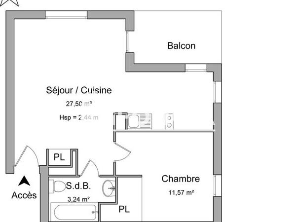 Location Appartement 2 pièces 42.71 m² - 65 ROUTE DE LABEGE Toulouse 31400