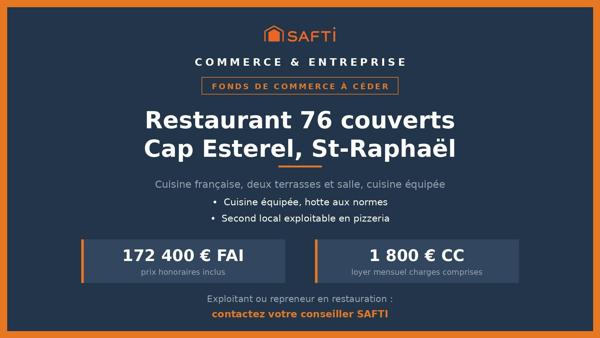 Restaurant 76 couverts à Cap Esterel à reprendre