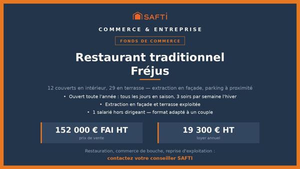 Restaurant à Fréjus, terrasse de 29 couverts