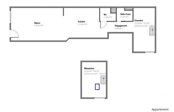 Appartement F2 à vendre  2 pièces - 48,80 m2 PANTIN - 93