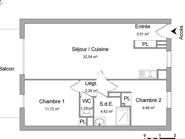 Location Appartement 3 pièces 65.13 m² - 10 RUE DE LA HALLE AUX CUIRS Dijon 21000