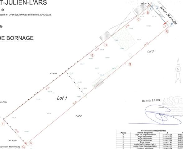 Terrain constructible à vendre de 3386 m² au calme à SAINT JULIEN L'ARS