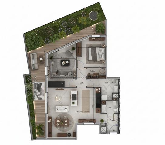 Élégance et confort, un vaste intérieur prolongé par 50 m² d'extérieur. Ce T3 a tout pour vous séduire !