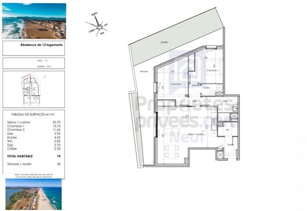 Élégance et confort, un vaste intérieur prolongé par 50 m² d'extérieur. Ce T3 a tout pour vous séduire !