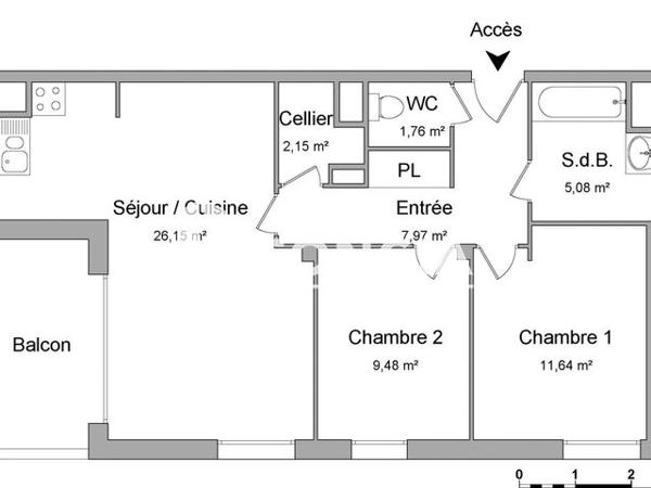 Location Appartement 3 pièces 64.23 m² - APPARTEMENT N°3.16 Rennes 35200