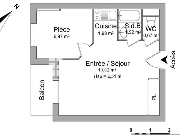 Location Appartement 2 pièces 31.78 m² - 45 AVENUE DE TOULOUSE Castanet Tolosan 31320