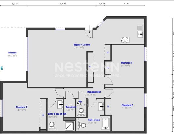 Cabris centre vilage : Exclusivité Nestenn : Appartement de 4 pièces avec vue panoramique à Cabris