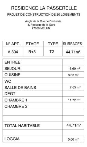 Appartement à vendre 2 pièces 45 m² Melun