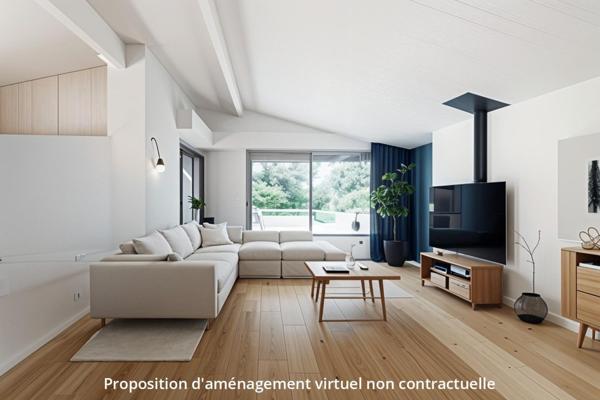 Maison d'architecte  dans  son écrin de verdure.