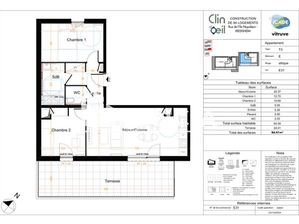 Location Appartement 3 pièces 62.57 m² - 9 RUE DE LA CHARITE Riedisheim 68400