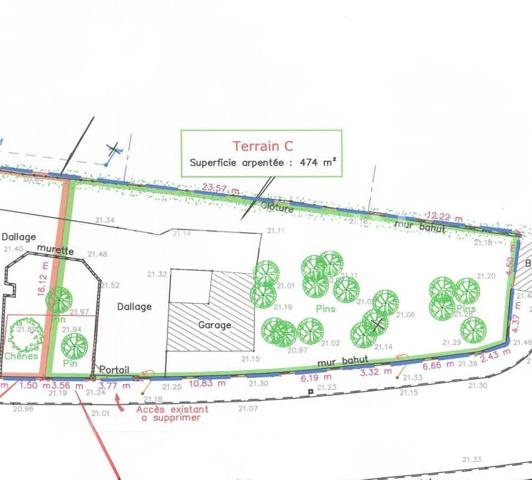 Terrain constructible de 474 m2 (emprise au sol de 40%) Libre constructeur