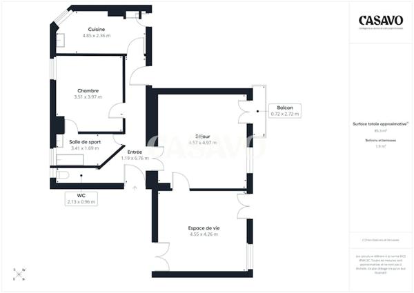 Vente Appartement 3 pièces de 86m² - 67000 Strasbourg