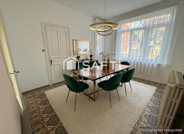 Maison semi individuelle, 4 chambres, jardin, garage non attenant