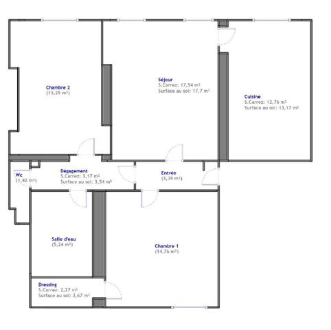 Elégant 3 pièces sur cour au calme 74 M²