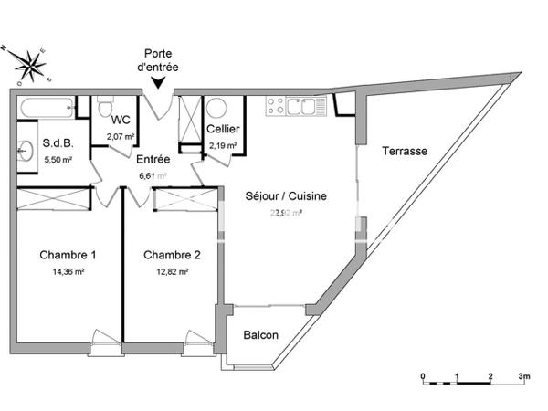 Location Appartement 3 pièces 66.47 m² - 2 ALLEE DES ROSEAUX Le Haillan 33185