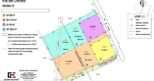 EN EXCLUSIVITE : 4 terrains à bâtir - ESTAIRES rue des créchets

Surfaces/prix : 
- 748 m² :...