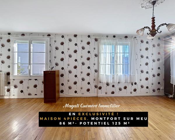 Exclusivité – Maison 3 chambres + combles aménageables – 526 m² de terrain – Montfort-sur-Meu