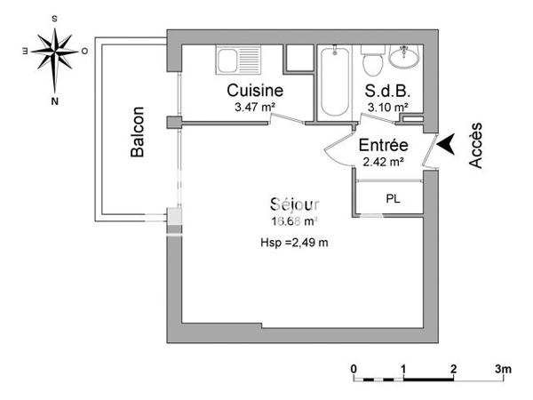 Location Studio 25.67 m² - 24 RUE DE LORGERIL Rennes 35000