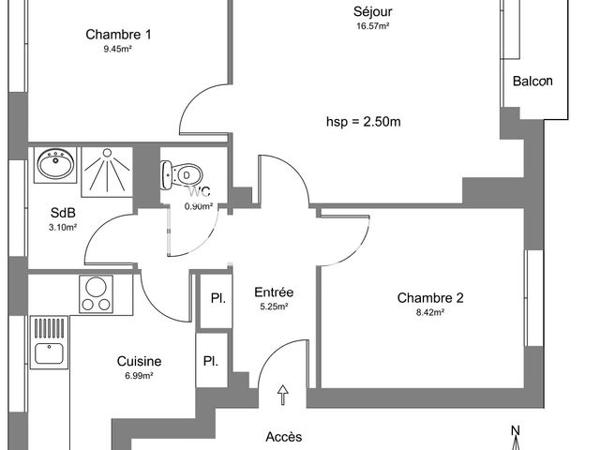 Location Appartement 3 pièces 51.4 m² - 20 AVENUE ARISTIDE BRIAND Tarbes 65000