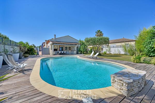 Maison de charme lumineuse avec piscine et dépendance, au calme à Lattes
