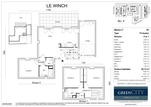 Villa duplex T4 avec garage – 93 m²