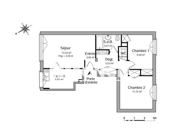 Location Appartement 3 pièces 54.69 m² - 1 BIS RUE R.GREBAN St Germain En Laye 78100
