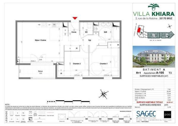 Appartement 3 pièces - 35170 Bruz