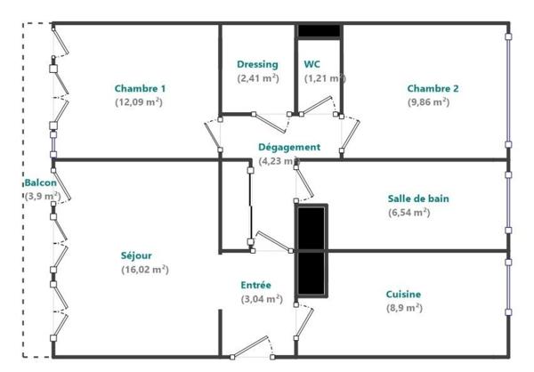 3 PIECES + BALCON + CAVE + PARKING