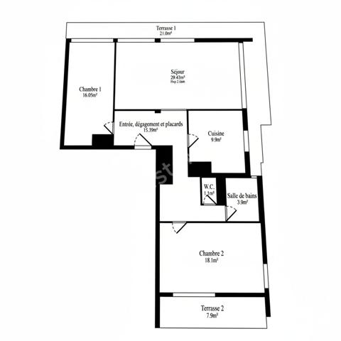 Puteaux : Dernier étage Terrasse, Appartement 3 /4 Pièces de 94 m² avec cave et Parking