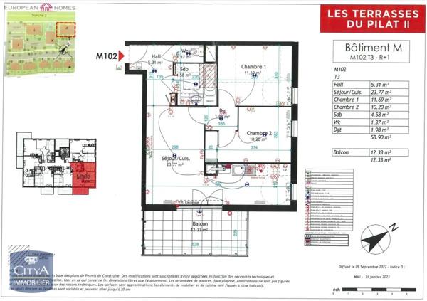 Appartement à louer 3 pièces 58.9m² Chasse-sur-Rhône (38670)