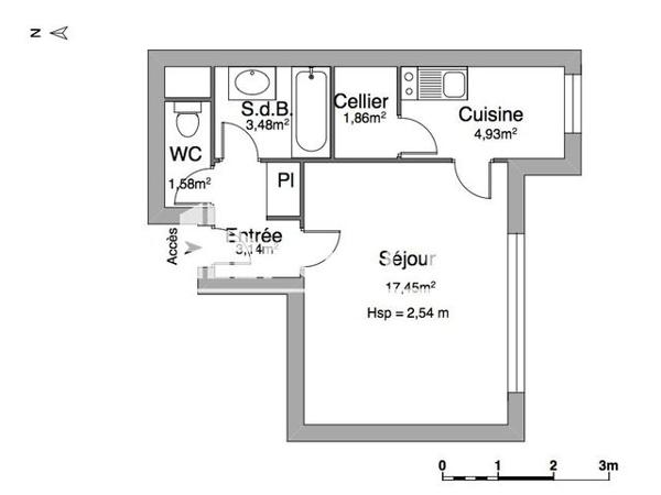 Location Studio 32.44 m² - 14 RUE DES DERVALLIERES Nantes 44000