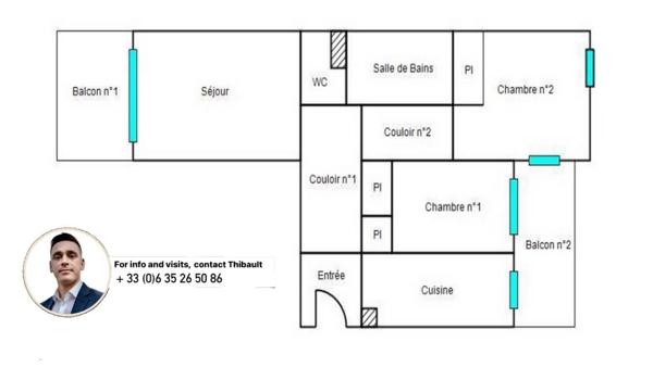 Appartement à vendre 3 pièces de 70 m²