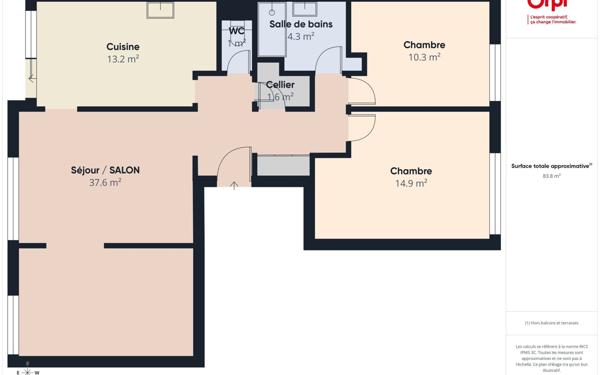 Appartement à vendre    4 pièces • 83,81 m2 Cognin