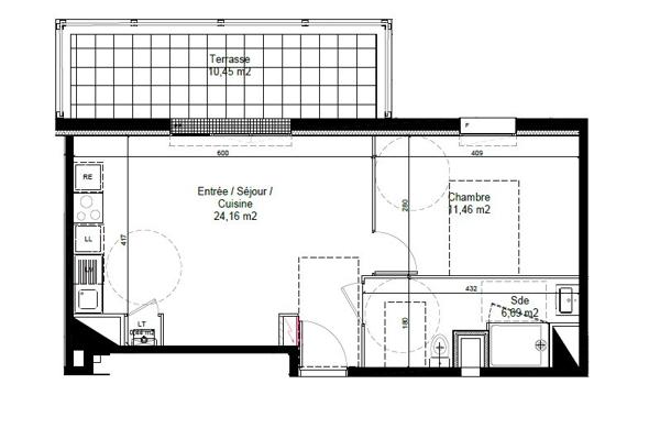 Appartement Chartres 42.75 m²