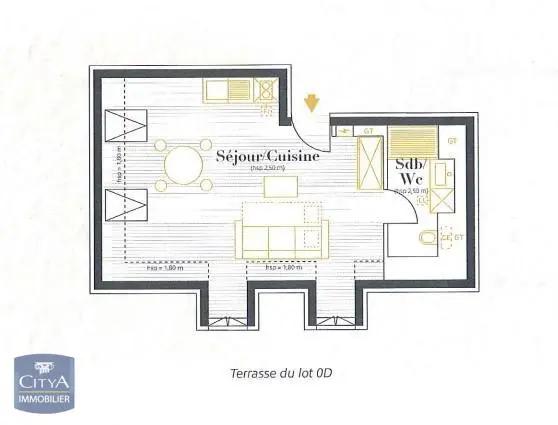 Appartement à louer 1 pièce 33.46m²