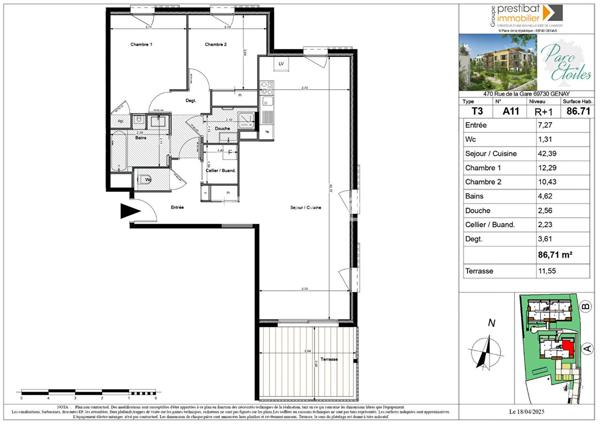 Achat appartement Genay - 4 pièce(s) - 86 m² - 390 000 €
