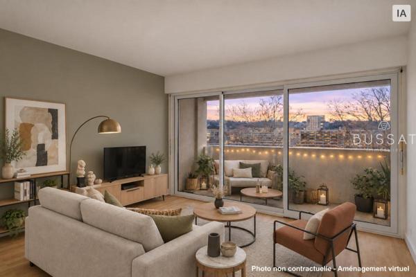 Vente appartement 2 chambres - 6ème étage - vue Rhône - Balcon