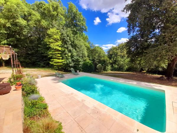 Charmante propriété en pierre avec belle piscine, grand terrain et bois