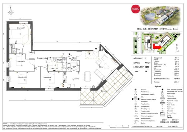 Appartement 4 chambres, terrasse, parking, VILLENAVE D'ORNON (33)