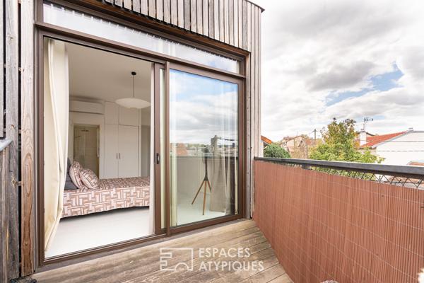 Maison contemporaine en ossature bois avec jardin et terrasse