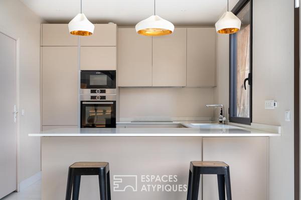 Maison contemporaine en ossature bois avec jardin et terrasse
