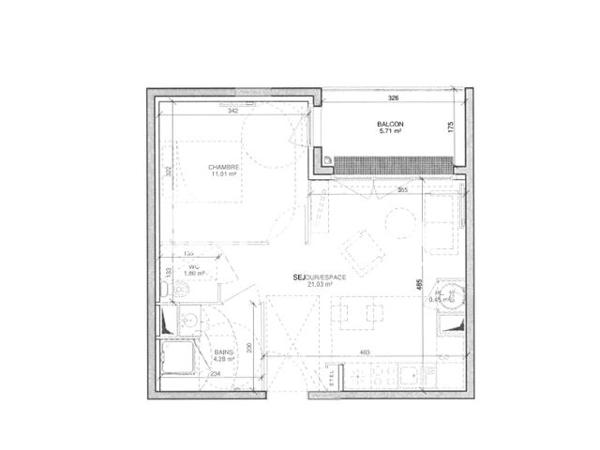 Location Appartement 2 pièces 38.6 m² - 2 RUE ARLETTE DE FALAISE Caen 14000