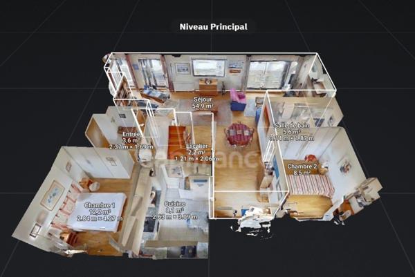 Duplex, en dernier étage sur le port de Paimpol