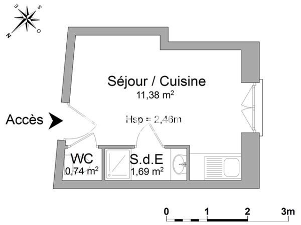 Location Studio meublé 13.7 m² - 8 RUE GAMBETTA Poitiers 86000