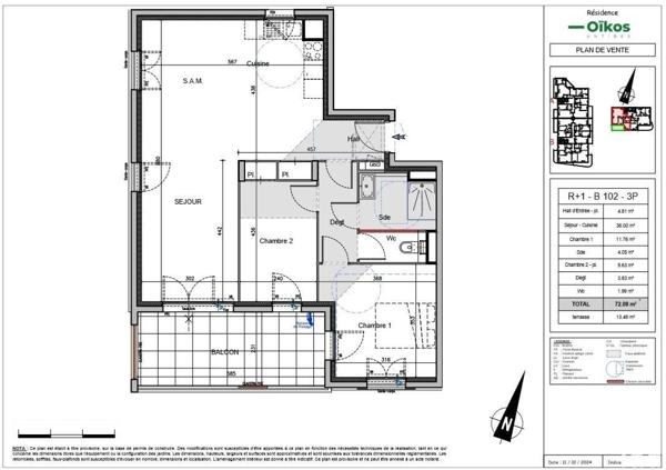 Appartement à vendre 3 pièces 72 m² Antibes
