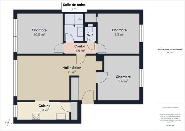 Appartement rénové T4 - 60 m2 quartier Montplaisir