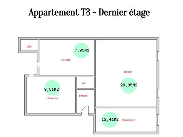 Appartement 3 pièces - 60 m²