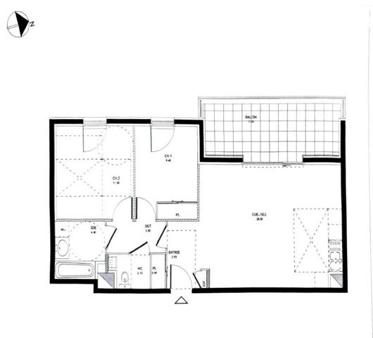 Appartement Type 3 + garage fermé en sous-sol